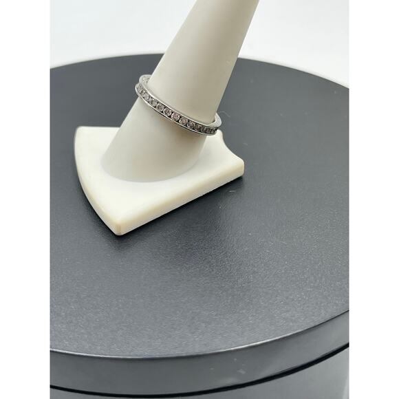 SW Signed Sterling Silver CZ Full Eternity Band Ring Sz 9.5 - Picture 12 of 12